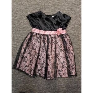 George‎ Girl's Size 24 Months Black Velvet Pink Lace Flower Party Dress